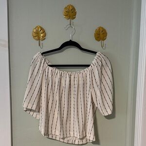 NWOT Loft Striped Off-Shoulder Cream Top